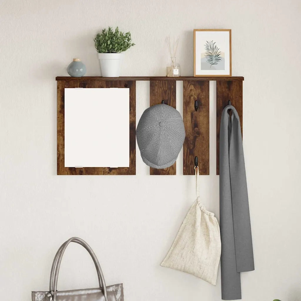 Appendiabiti a muro con lo scaffale Rovere fumo 85 x 10 x 45 cm 874487