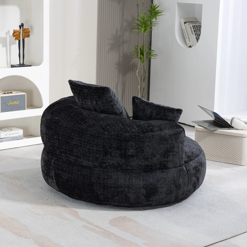 POLTRONA Relax 108x108x52 cm in Chenille Nera con Braccioli