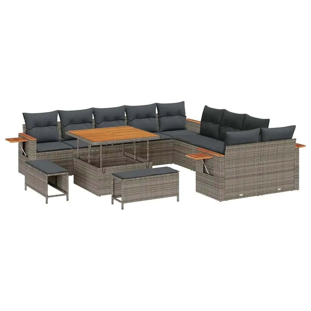 Set Divano da Giardino con cuscino 13 pcs Grigio