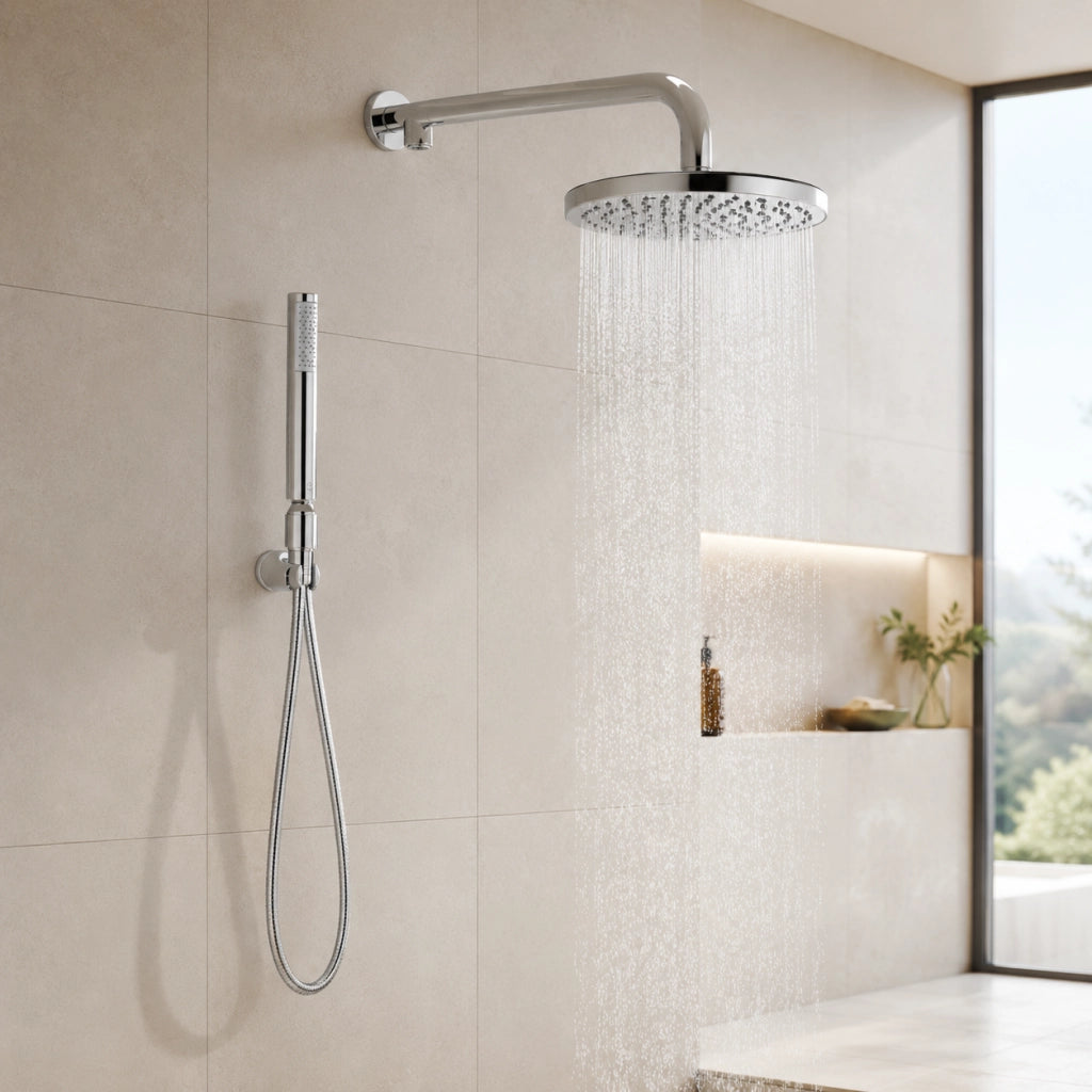 Braccio Doccia Con Soffione E Doccetta Zoe Renovation Bossini Ottone Cromato