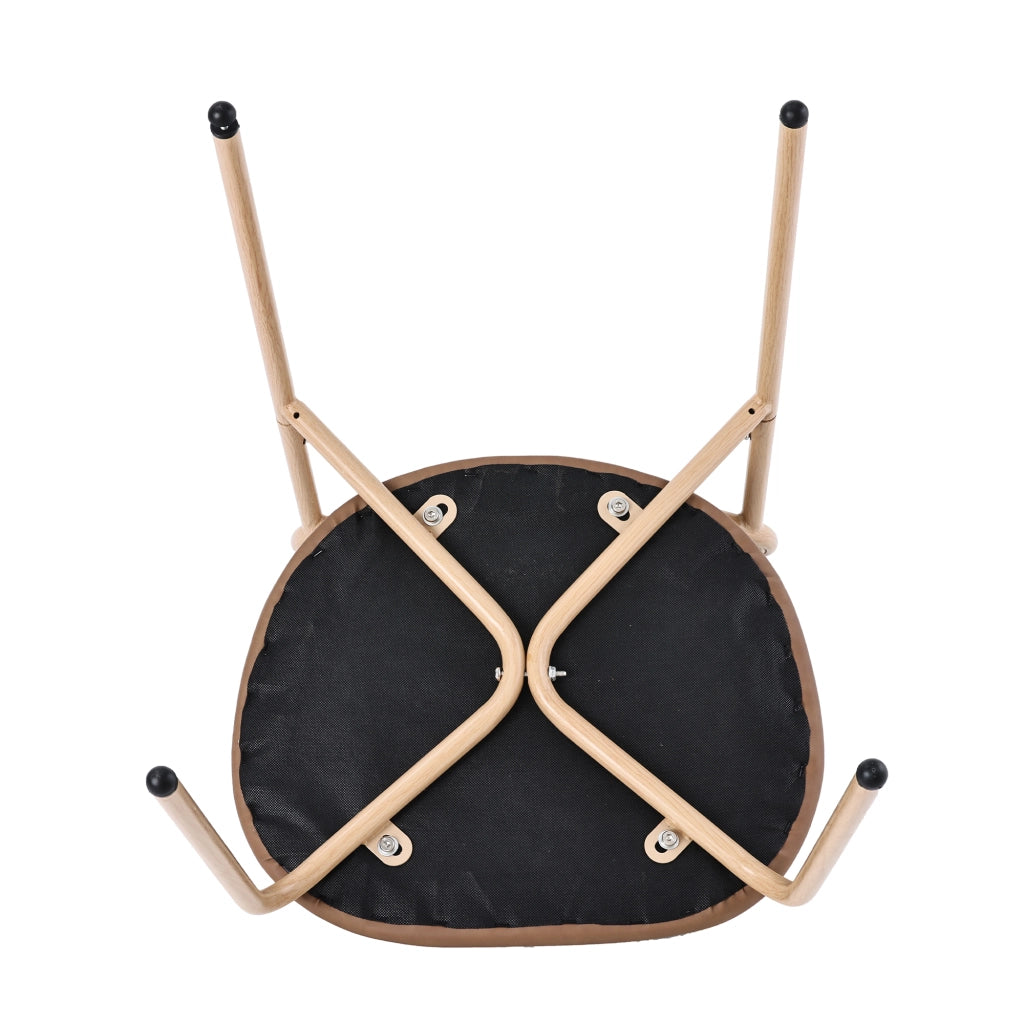 Sedia da pranzo Set da 4 con schienale ovale in rattan naturale, gambe in metallo, PU Marrone
