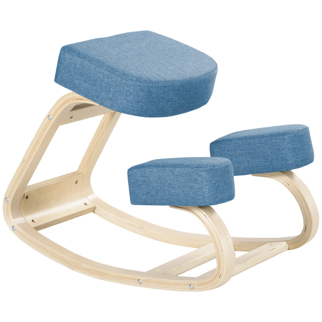 Sedia con Inginocchiatoio e Cuscino ¨C Zephmum ¨C Legno di Betulla, Blu, 51x69x58cm