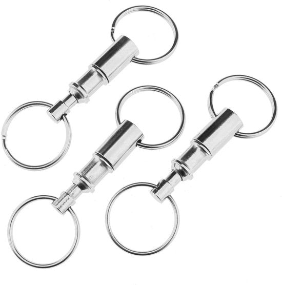 Sostegno per chiavi Rilascio rapido - Doppia anello di allentamento - Acciaio inossidabile - 80 mm - Argento - Anello di chiusura