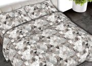 Completo Lenzuola Letto In 100% Cotone Made In Italy Disegni Assortiti C.N - 2 Piazze - Soffice Grigio