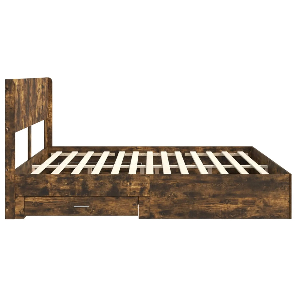 Struttura del letto con stoccaggio e testata Rovere Fumo 3414435