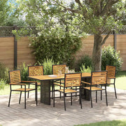 Set da Pranzo per Giardino 7 pcs Nero e Marrone polyrattan