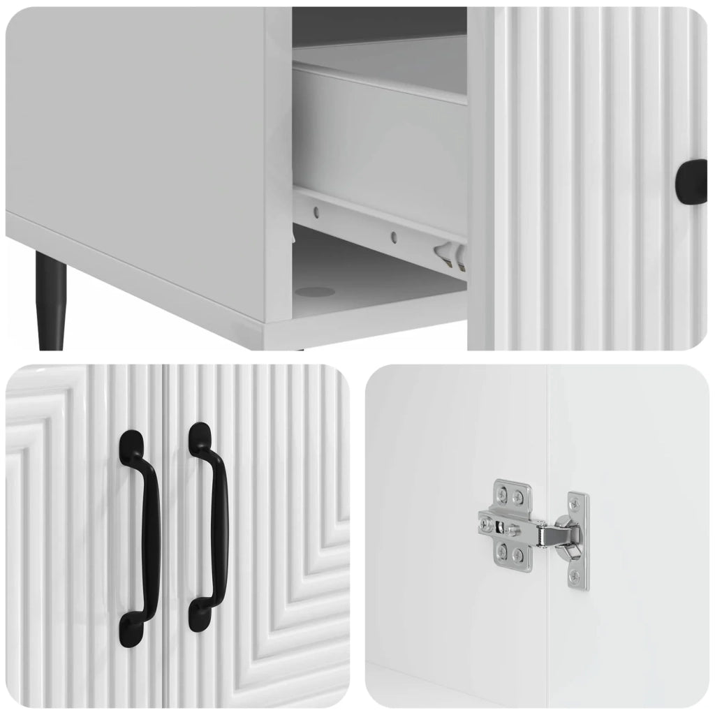 Credenza | Madia | Buffet da pranzo | Armadio da pranzo Bianco Lucido 66 x 34,5 x 95 cm Legno ingegnerizzato