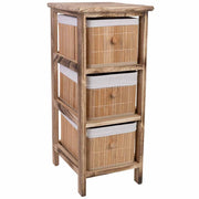 Cassettiera in legno con 3 cassetti in bambù foderati 26x32x63