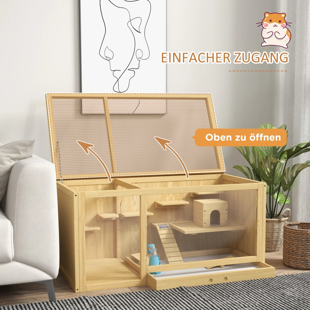 Gabbia per Piccoli Animali Roditori ¨C zephmum ¨C 100x50x50 cm Legno Naturale