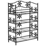 Scarpiera piccola, portafiori salvaspazio, supporto per piante, mensola autoportante, 4 ripiani, metallo, nero, 59,5 x 30 x 92 cm