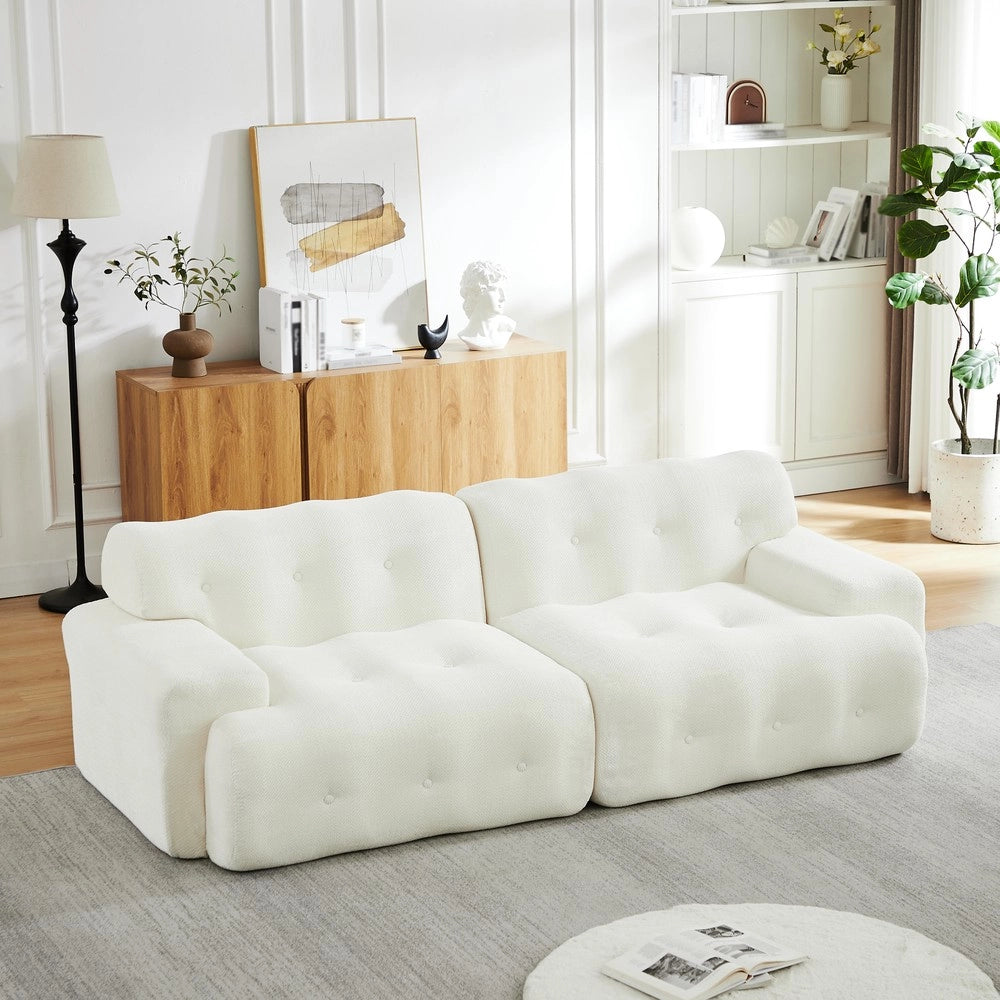 Divano 2 Posti Cloud con Braccioli Larghi ¨C Xylo ¨C Beige, Tessuto, Trapuntato