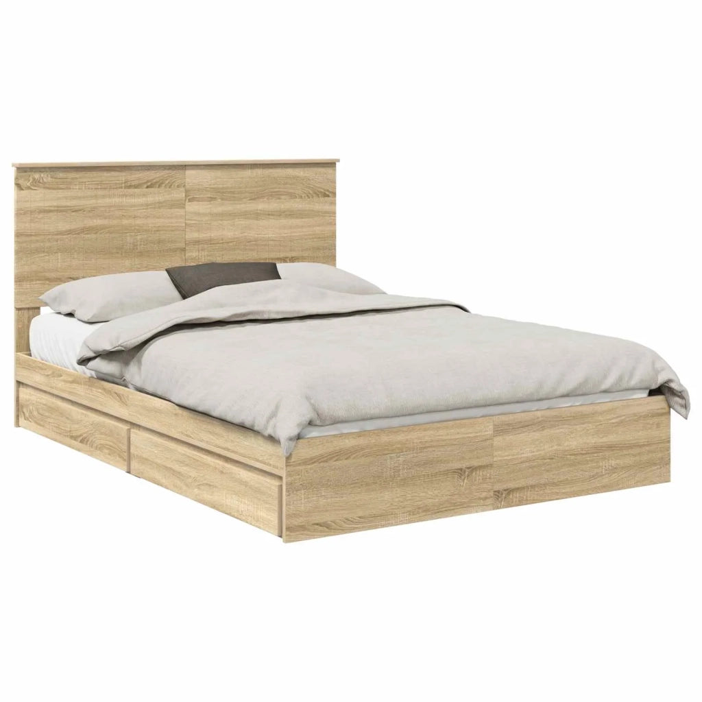Letto con Contenitore con testiera-Struttura Letto con contenitore Rovere Sonoma 140 x 200 cm 167405