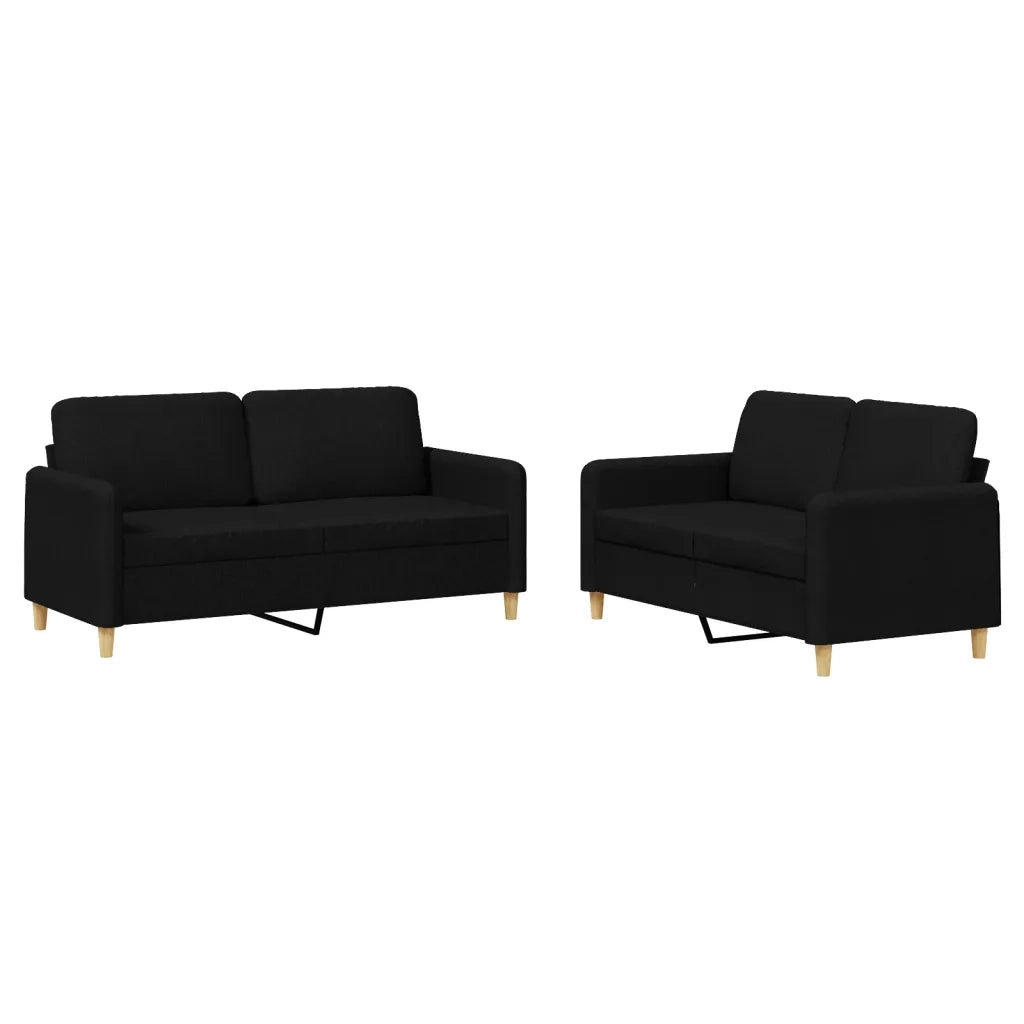Set di Divani 2 pz con Cuscini Nero in Tessuto 3202090