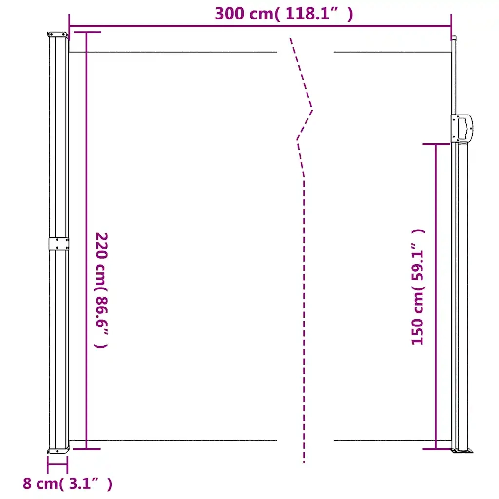 Tenda da Sole | Tenda parasole Laterale Retrattile Tortora 220x300 cm