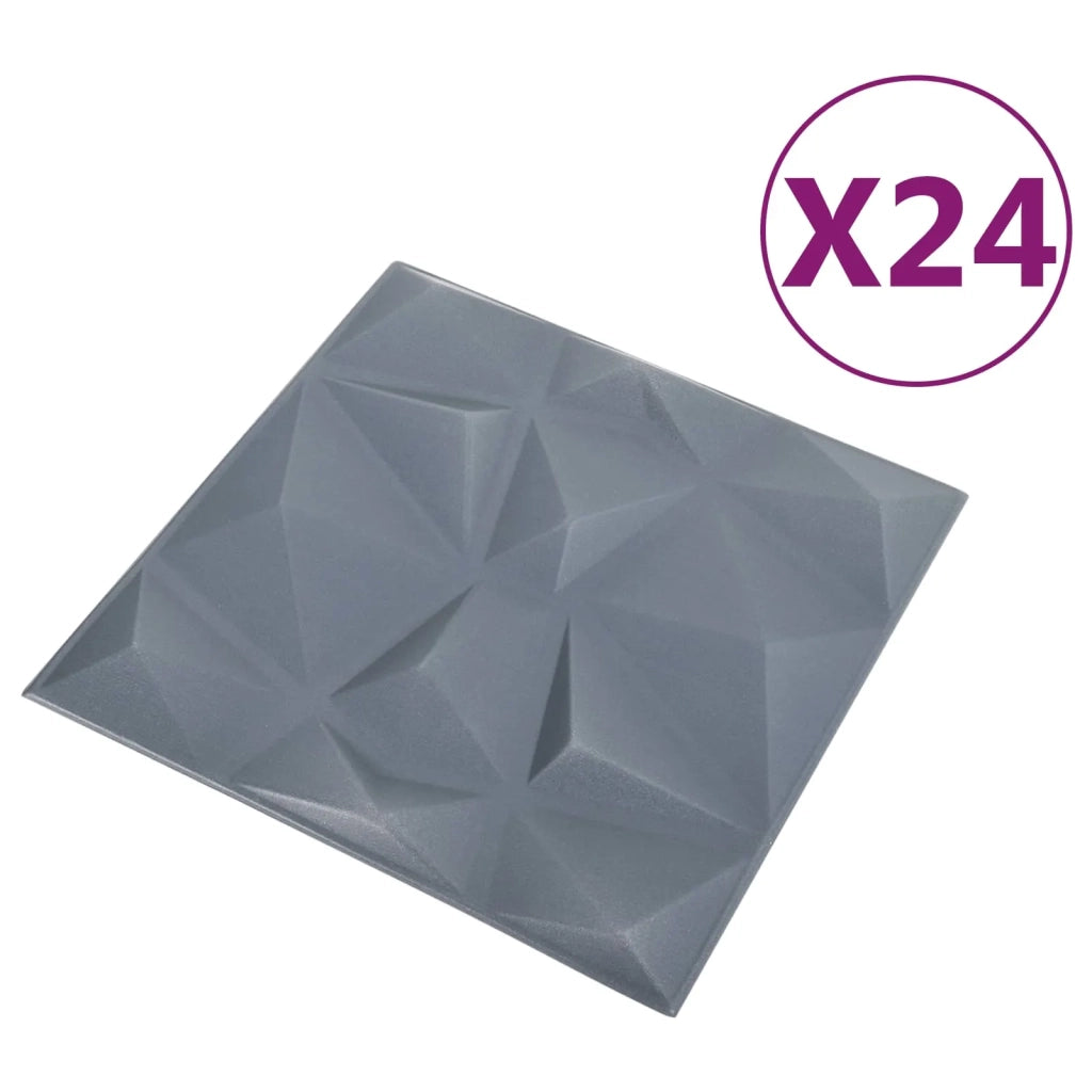 Pannelli da parete 24 pz Grigio Diamante 50 x 50 cm CFW2295679