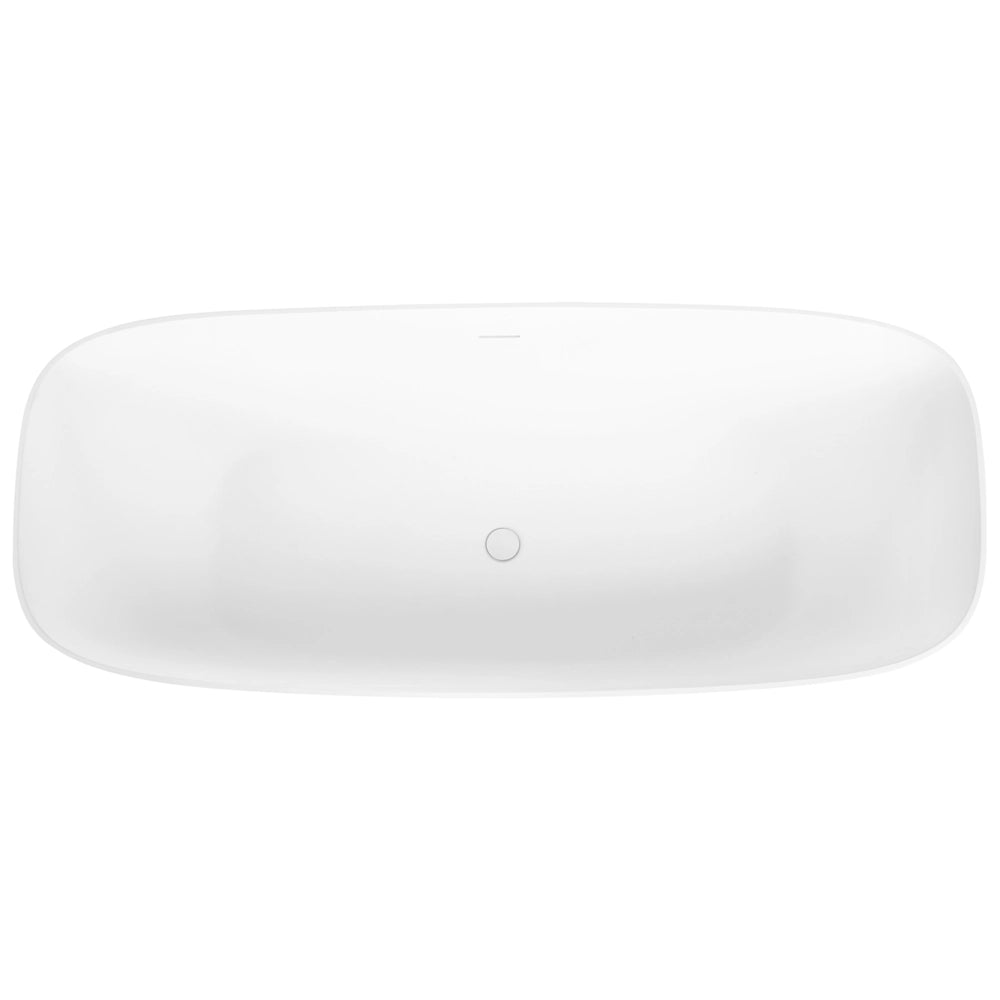 Vasca da bagno freestanding bianca in solid surface, vasca da immersione con bordo sottile, 170 cm bianca