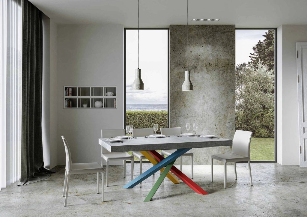 Tavolo allungabile 90x180/284 cm Volta Premium Cemento telaio 4/B