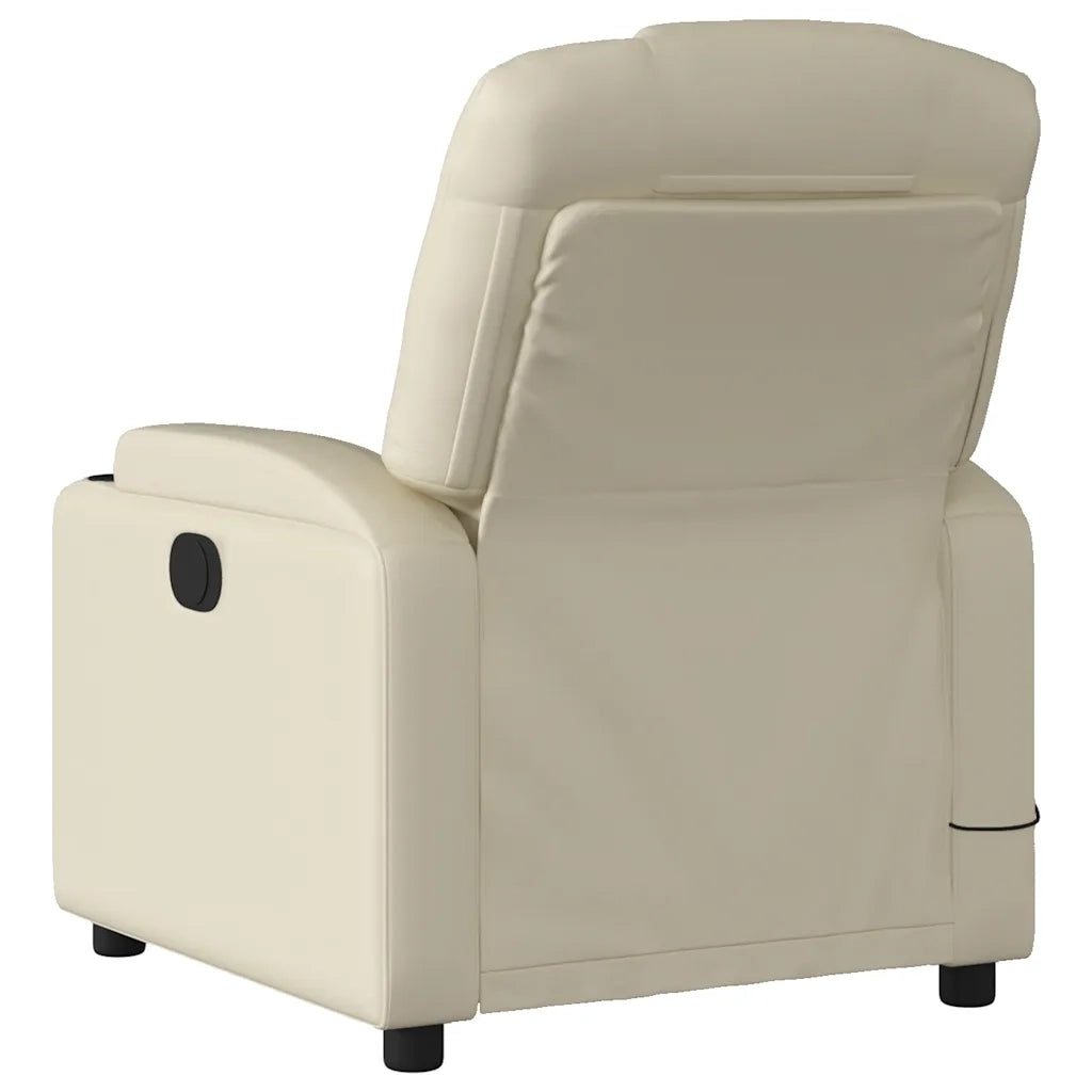 Poltrona da Massaggiante Reclinabile-Divano Sedia Crema Similpelle 762778