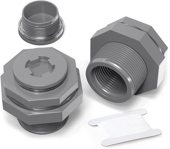 Connettori per serbatoio d'acqua 1 1/4" BSP - 2 pezzi - Connettore per serbatoio in PVC - Impermeabile - Resistenti alle collisioni - Materiale duraturo - Connettore per acqua