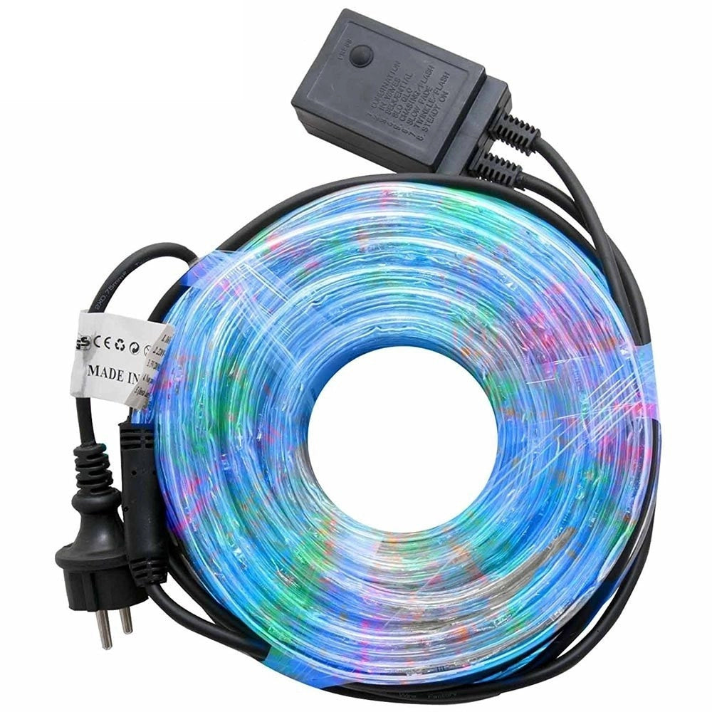 Trade Shop - Tubo Luminoso Natalizio 20 Metri Led Multicolor Controller 8 Funzioni X Esterno -
