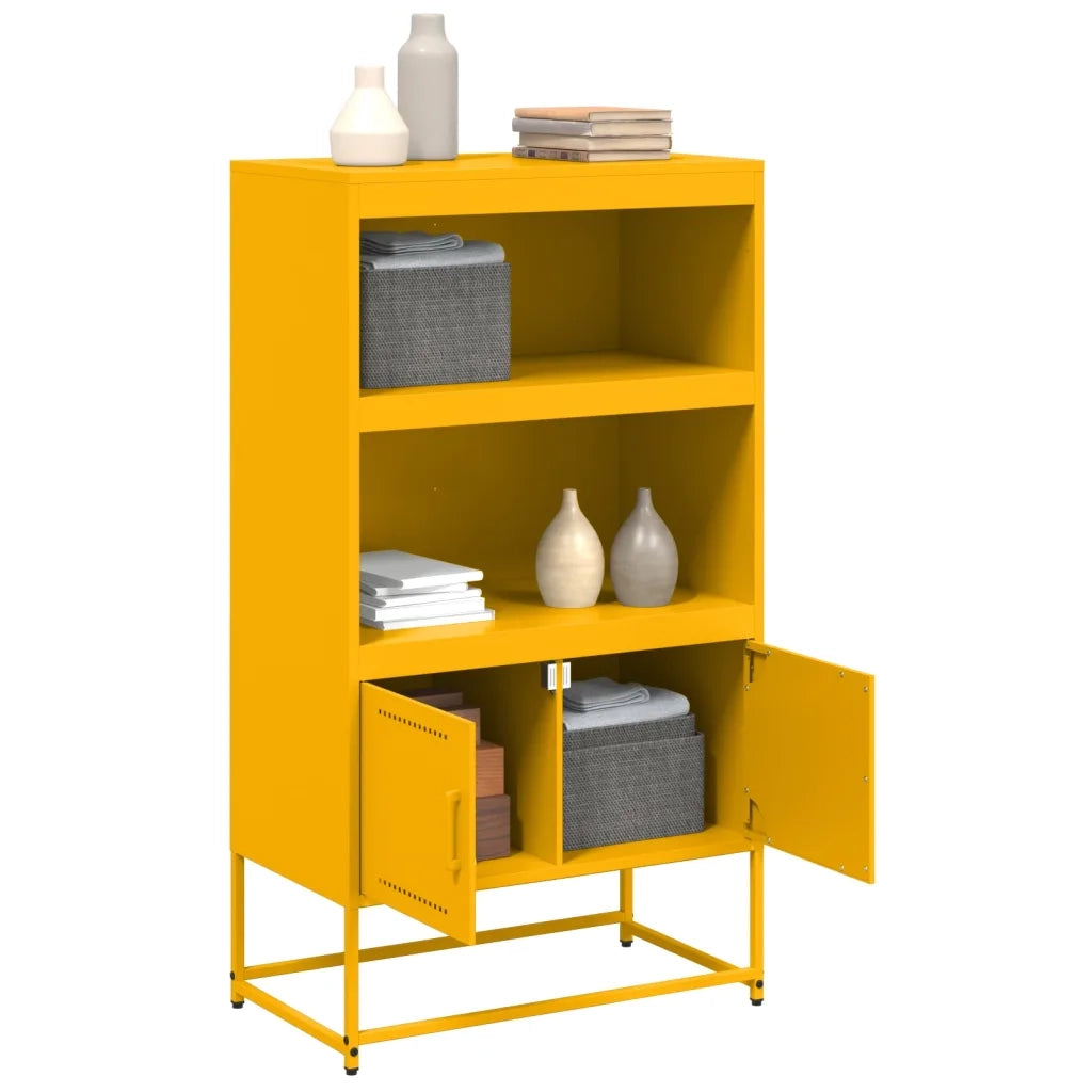 Credenza | Madia | Buffet da pranzo | Armadio da pranzo Giallo Senape 68,5x38,5x123,5 cm in Acciaio