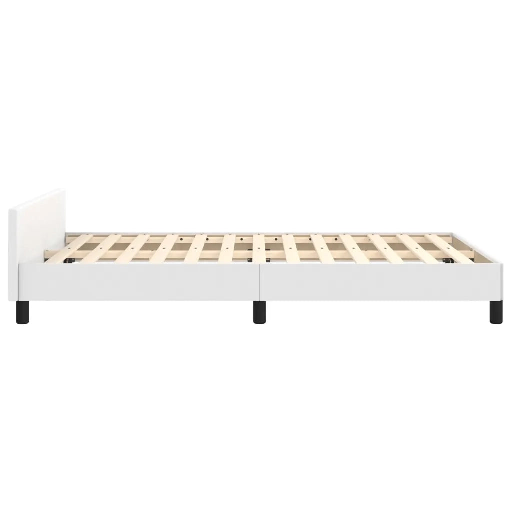 Letto matrimoniale | Letto per adulti | Giroletto con Testiera Bianco 120x200 cm in Similpelle