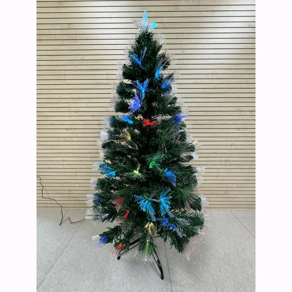 Albero di Natale con Fibre Ottiche Multicolore RGB con Giochi di Luce 150 cm 180 Rami F4955
