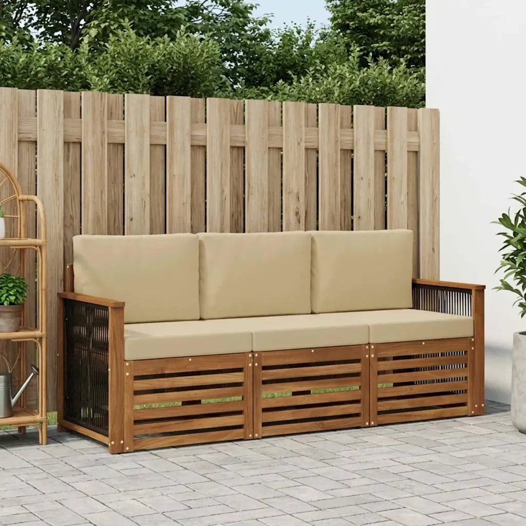 Set divani con cuscino 3 pcs Legno di Acacia Massello 3383964