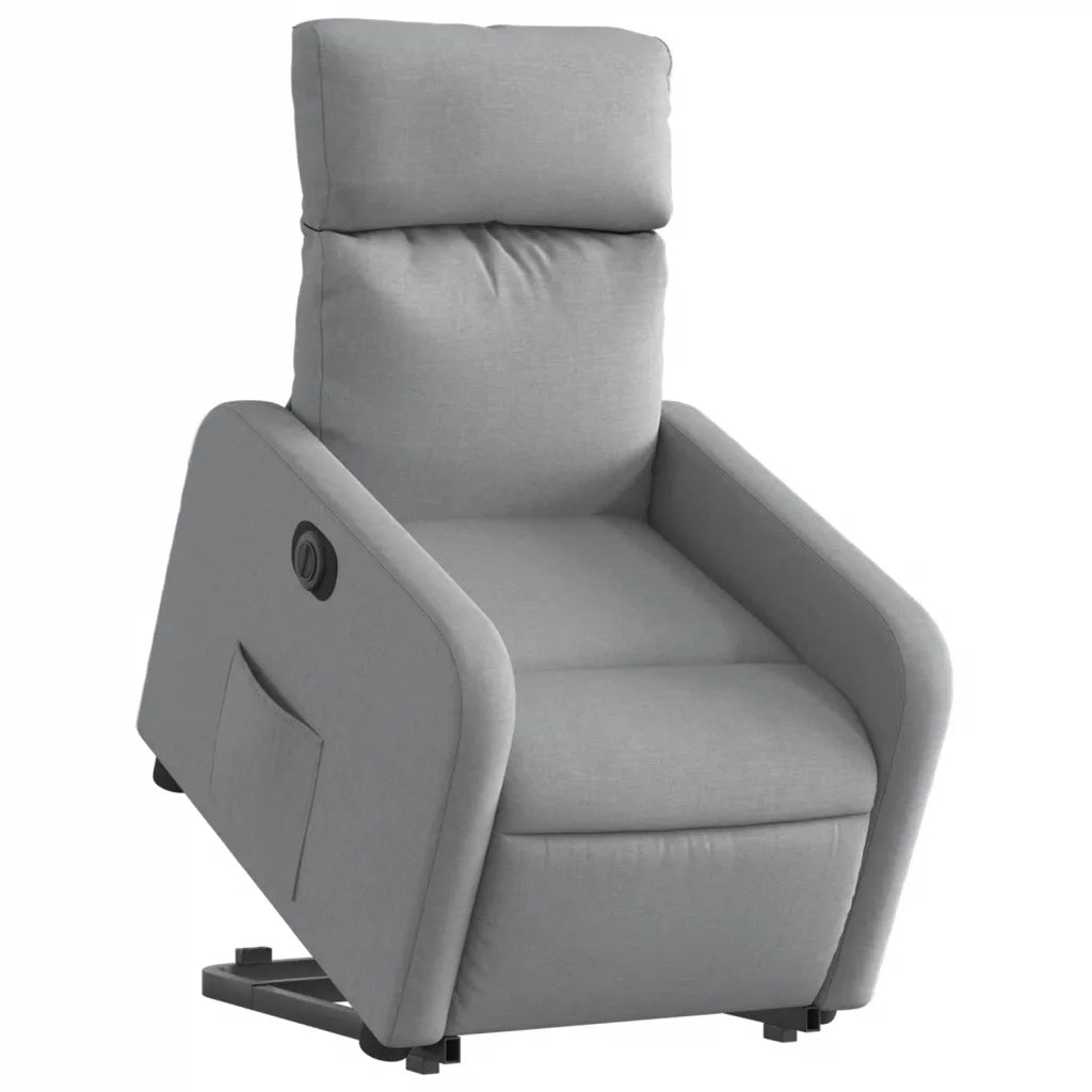 Poltrona | Sedia Relax Reclinante Alzapersona Elettrica Grigio Chiaro Tessuto
