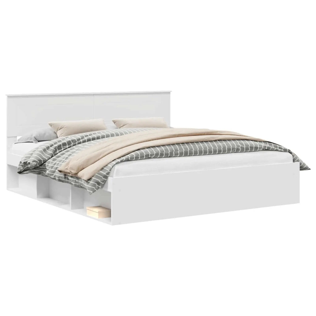 Struttura del letto-Giroletto-Rete del Letto Bianco 200 x 200 cm Legno multistrato 765549