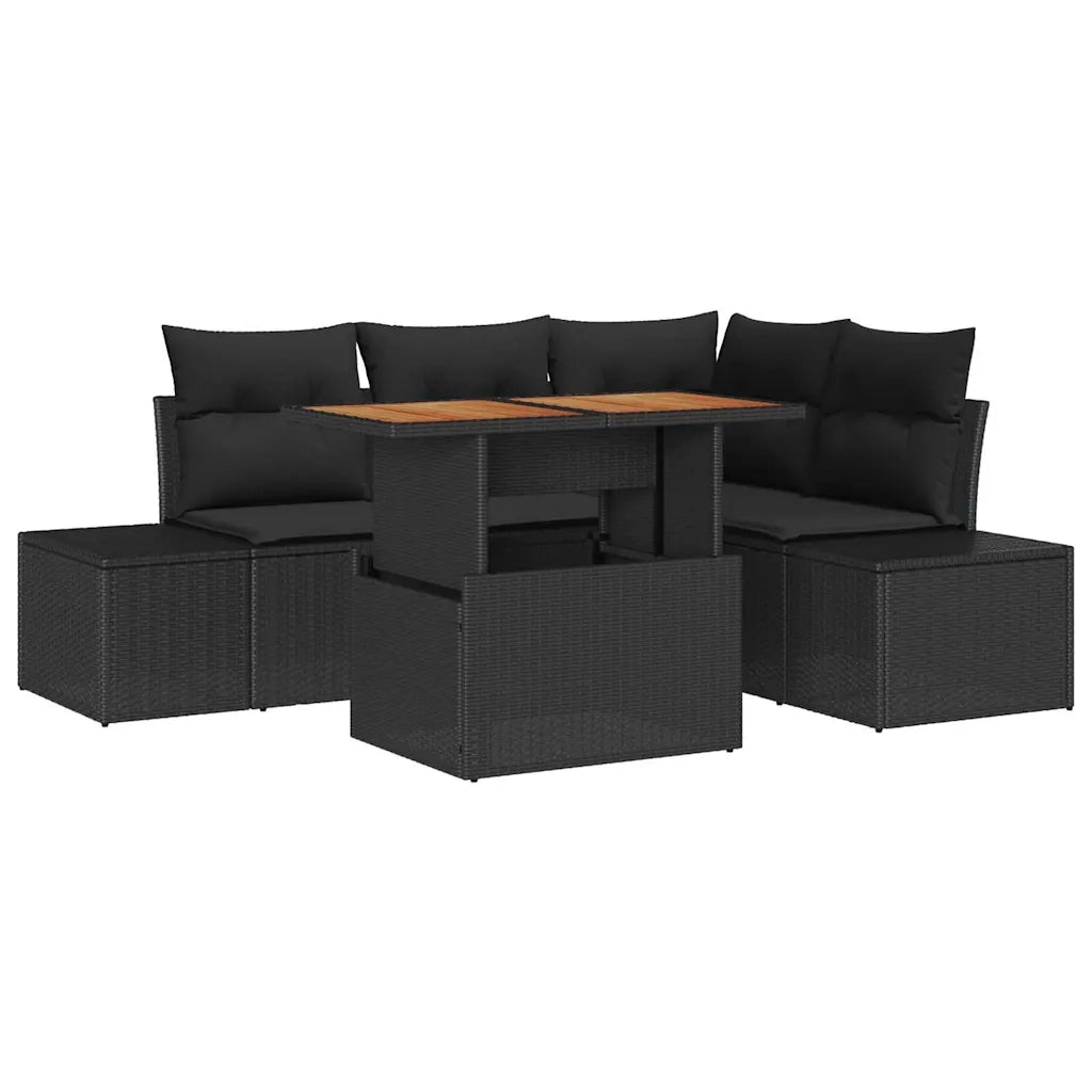 Set Divano da Giardino con archiviazione 5 pcs Nero Poly Rattan