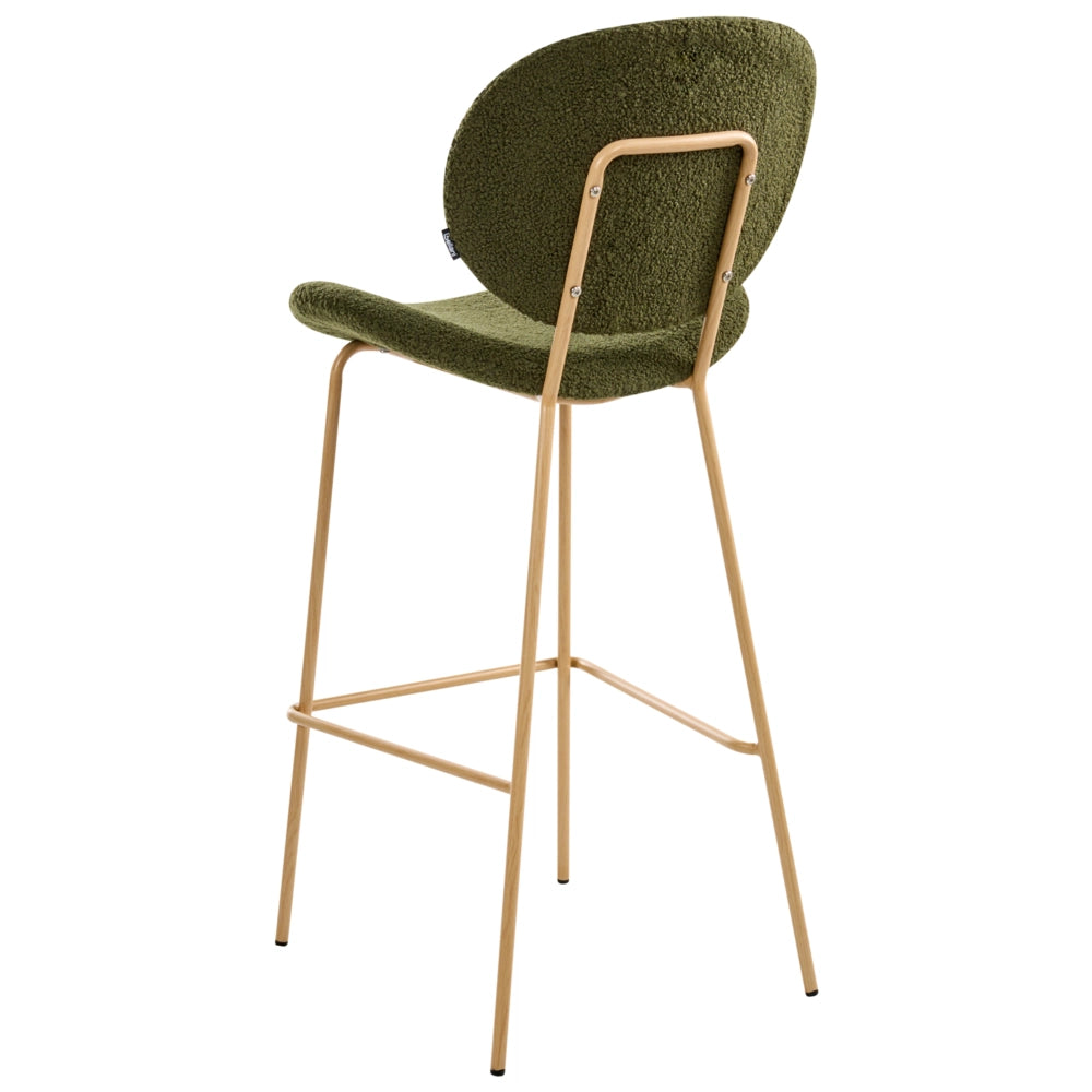 Set di 2 sedie con gambe senza braccioli Bouclè PU Gambe in ferro nero Design contemporaneo e retrò Sedute per la sala da pranzo verde scuro