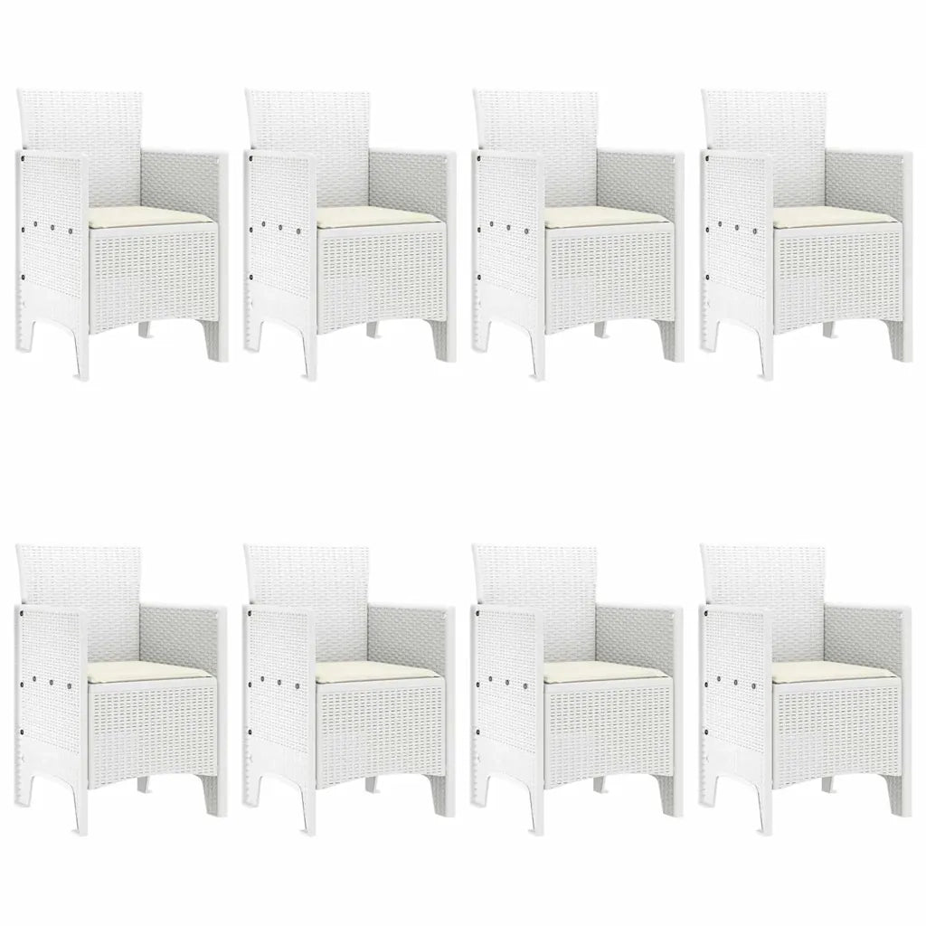 Set da Pranzo per Giardino 9 pcs Bianco Polipropilene
