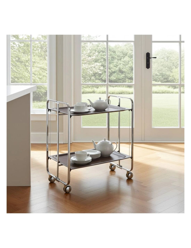 Carrello da cucina pieghevole cromato con ruote BAUHAUS 2 ripiani