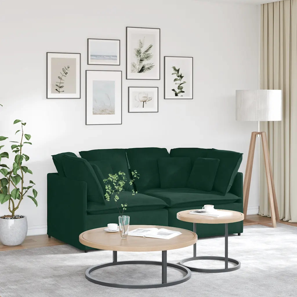 Divano Modulare con Cuscini in Velluto Verde Scuro 3321251
