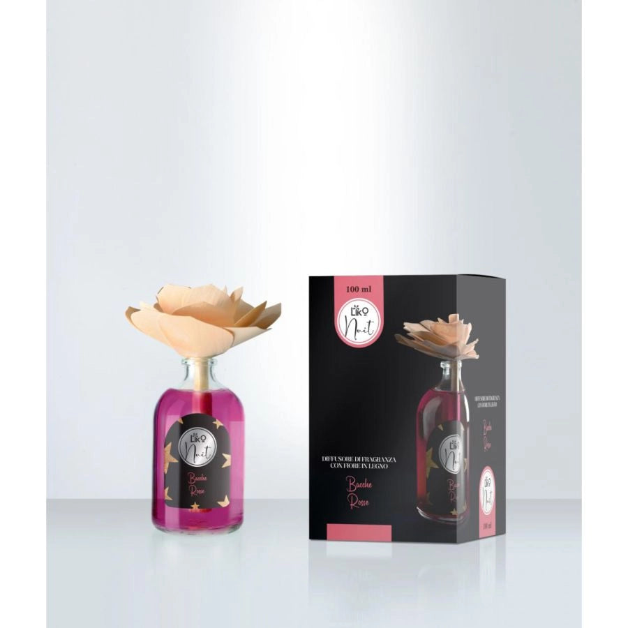 DIFFUSORE CON FIORE IN LEGNO BACCHE ROSSE 100 ML MADE IN ITALY LINK NUIT