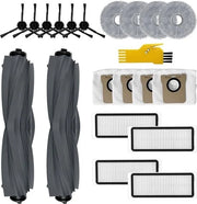 Kit accessori per Dreame L20 Ultra robot aspirapolvere, composto da 20 pezzi di ricambio: 2 setole a rullo, 4 filtri, 6 setole laterali, 4 spazzole e 4 contenitori per la polvere.