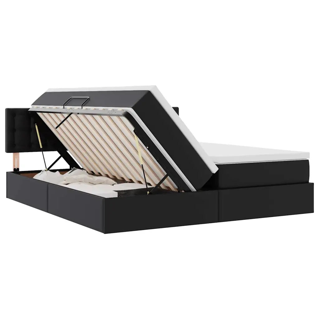 Letto con Contenitore Nero 180 x 200 cm Pelle Sintetica