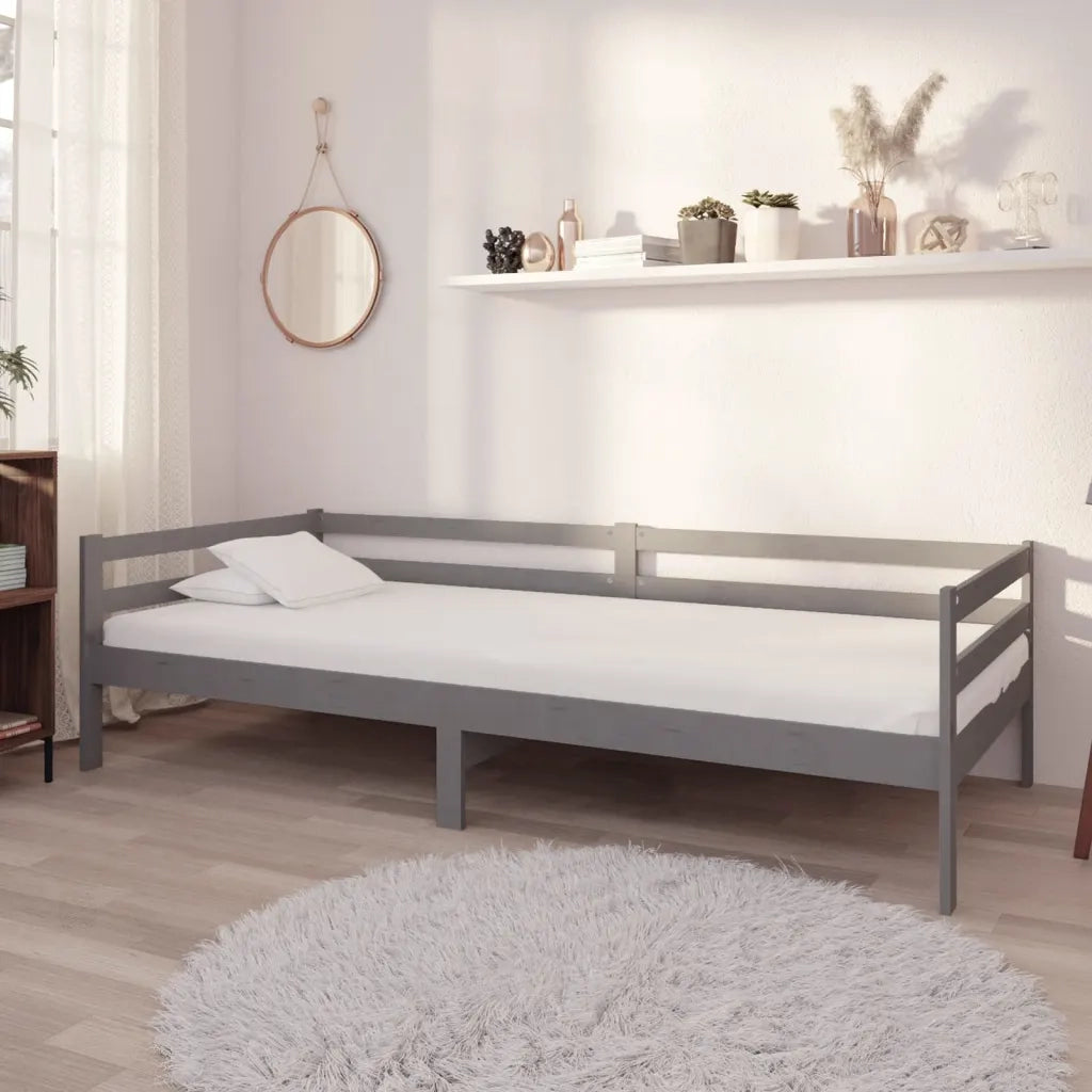 Divano Letto con Materasso-Sofa Letto-Daybed 90x200 cm Grigio in Legno di Pino 856916