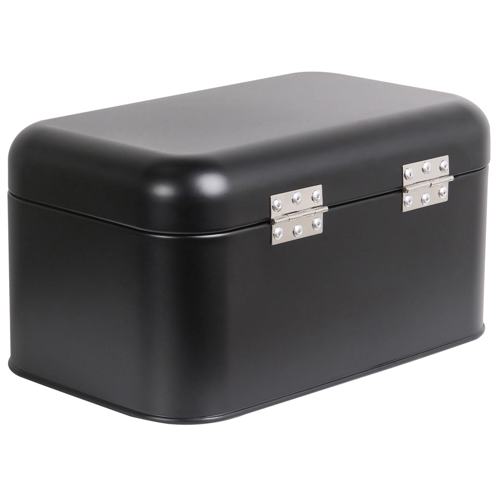 Set da 4 pezzi composto da portapane e contenitori in metallo nero Portapane 30 x 17 x 17 cm Contenitori per tè, caffè e zucchero Conservazione degli alimenti Cucina moderna
