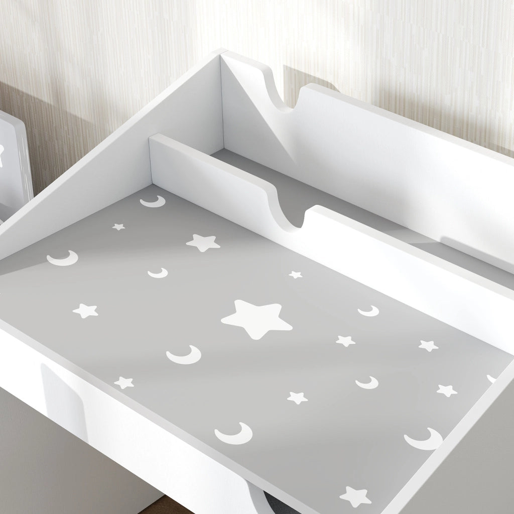 Set Sedia e Tavolino Bambini ¨C Xylo ¨C Legno Grigio con Cassetto Organizzatore 3-6 Anni
