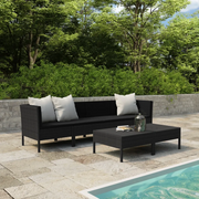 Set Divani da Giardino 6 pz con Cuscini in Polyrattan Nero 3056983