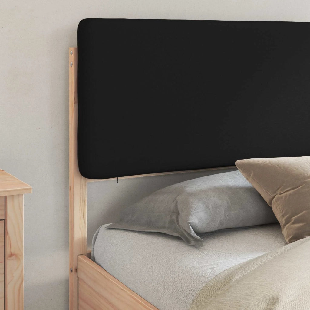 Letto con Testiera Rivestita Nero 180 x 200 cm Pino massello