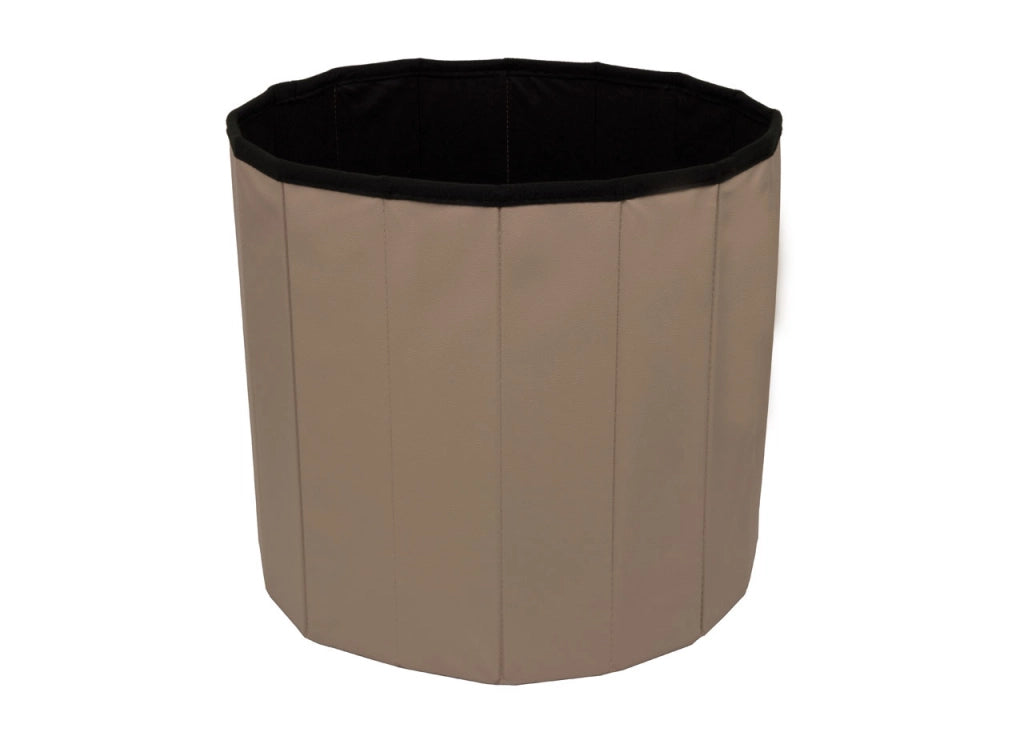 Pouf Salotto Contenitore Ecopelle Rotondo Pieghevole Tinta Unita - Pouf - Tortora