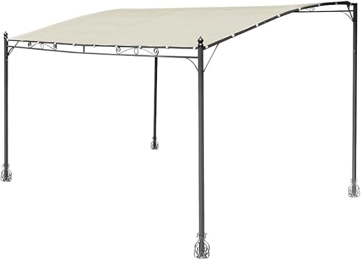 Pergola rettangolare parete 3x4 mt da esterno giardino in ferro telo ecrù 180gr resinato Tomaino