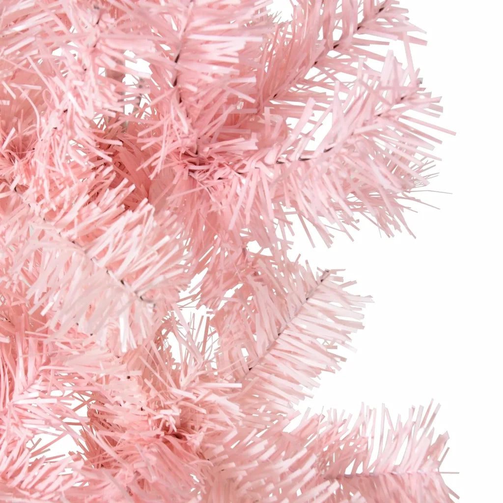 Albero Natale | Decorazioni natalizie Artificiale Sottile a Met¨¤ e Supporto Rosa 240 cm