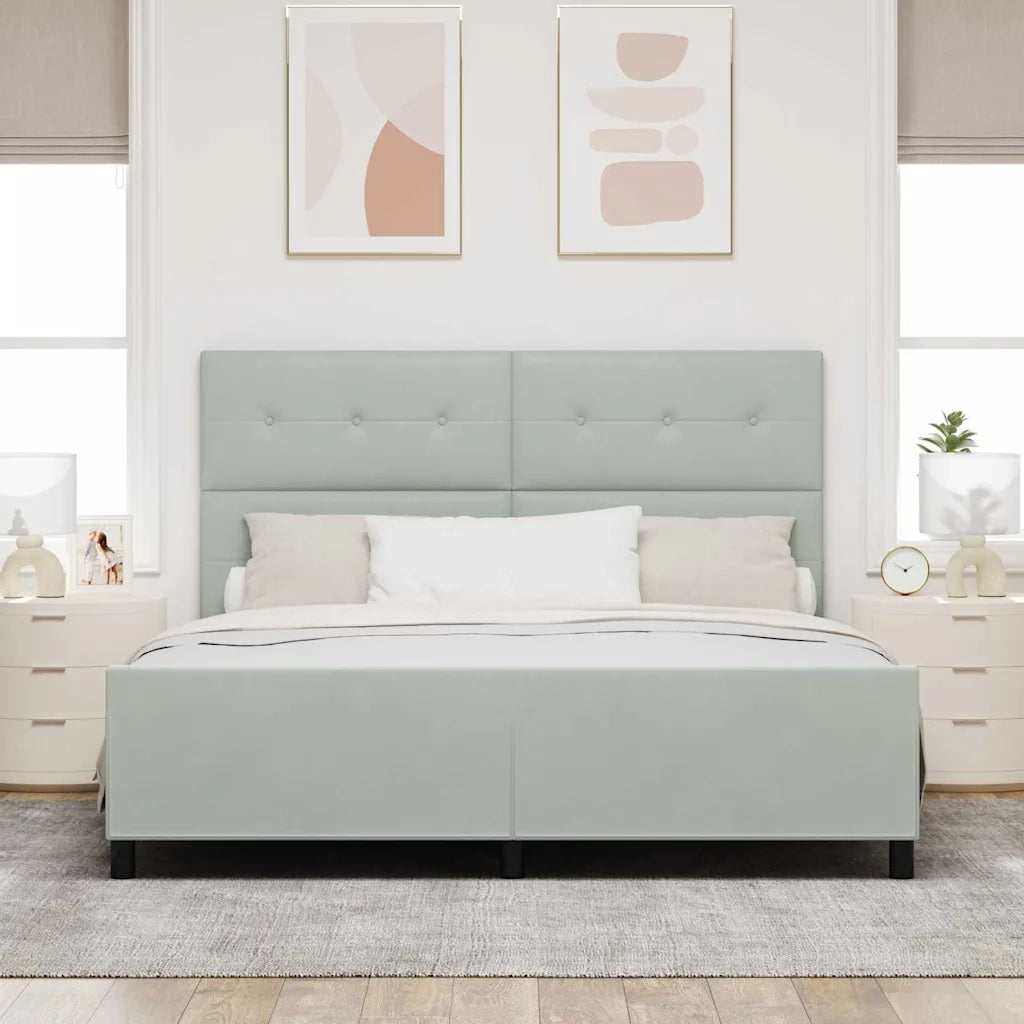 Letto a molle con testiera Grigio chiaro 180 x 200 cm Velluto
