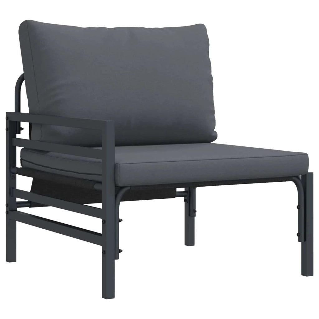 Set Divano da Giardino con cuscino 6 pcs Nero Acciaio 3378975