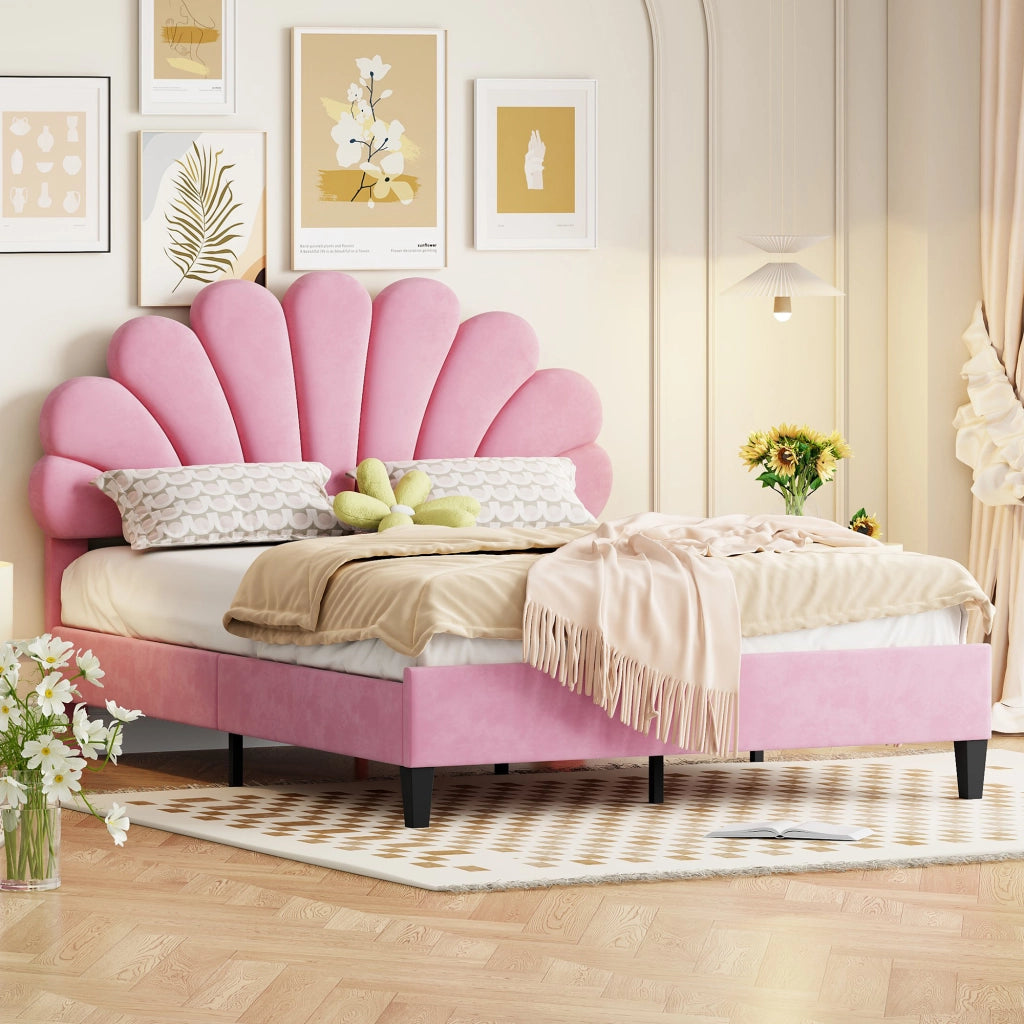 letto imbottito velluto rosa 140 x 200 cm