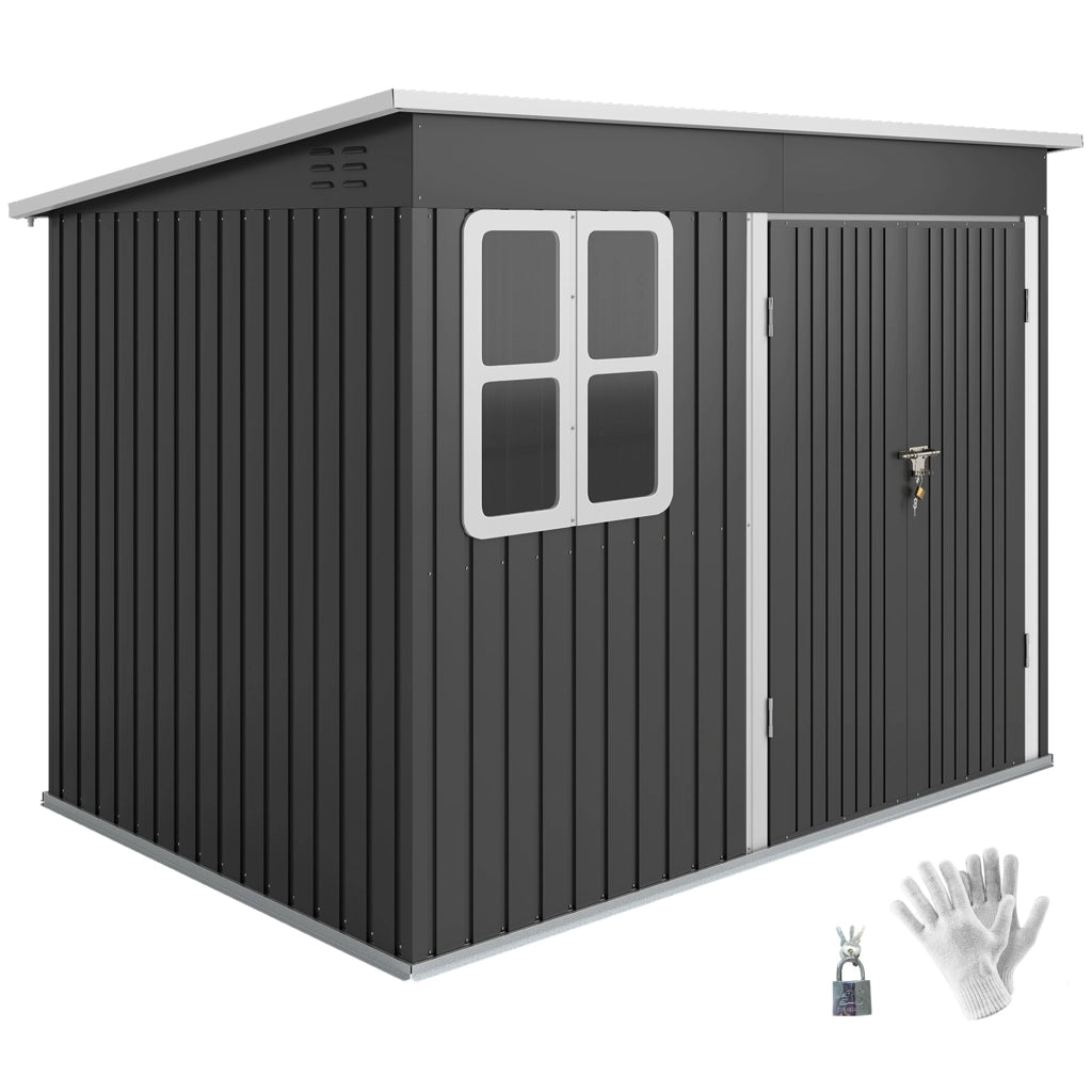 Casetta da giardino in metallo con finestra ¨C Xylo ¨C 260x177x190 cm grigio antracite